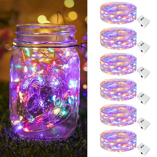 btfarm 6 Stück/3 Modi LED Lichterkette Batterie Klein, 2M 20LED Lichterkette mit Batterie, Mini Lichterketten Batteriebetrieben für Party, Weihnachten, DIY, Hochzeit, Innen Deko (Mehrfarbig) von btfarm