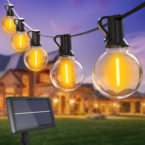 btfarm 13M Solar Lichterkette Aussen, Lichterkette Glühbirnen Außen Solar 15+1 LED G40 Birnes Wasserdicht 4 Modi Solarlichterkette Outdoor für Garten Balkon Party Hochzeit Terrasse Deko, Warmweiß von btfarm