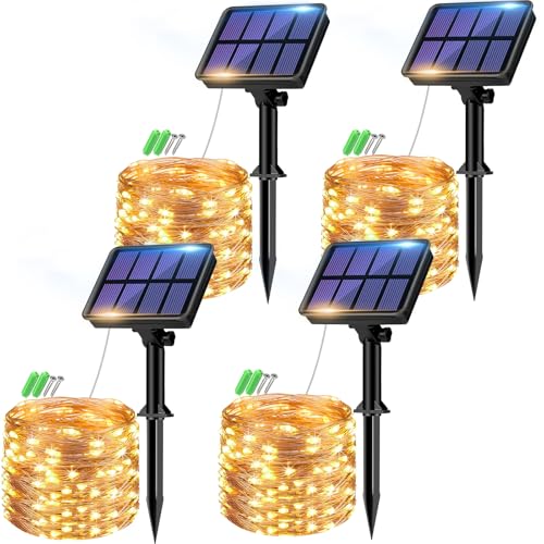 btfarm Solar Lichterkette Aussen, Insgesamt 32M 320 LED Solarlichterkette Außen Wetterfest 8 Modi IP65 Wasserdicht Kupferdraht, Outdoor Lichterkette Solar Kette Draht für Balkon Garten Deko, Warmweiß von btfarm