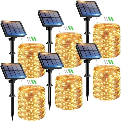 btfarm Solar Lichterkette Aussen, 6x15M 150 LED Solarlichterkette Außen Wetterfest 8 Modi IP65 Wasserdicht Kupferdraht Lichterkette Außen Solar Outdoor für Garten Terrasse Baum Hof Party (Warmweiß) von btfarm