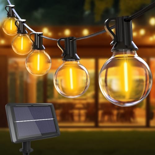 btfarm Solar Lichterkette Aussen 13M, Lichterkette Glühbirnen Außen Solar G40 15 LED Birnes 4 Modi Wasserdicht Solarlichterkette Outdoor für Garten Balkon Party Hochzeit Terrasse, Warmweiß von btfarm