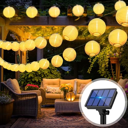 btfarm Solar Lichterkette Aussen Lampions, 18M 40LED Lampion Außen Wetterfest IP65 Laterne Lichterkette Outdoor 8 Modi Solarlichterkette Deko für Garten, Balkon, Terrasse, Hof (Warmweiß) von btfarm