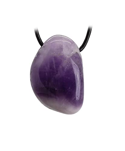 budawi® - gebänderter Amethyst Trommelstein Anhänger mit Lederband, Amethyststein von budawi-Anhänger