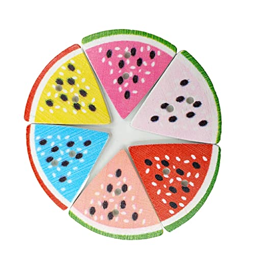 budiniao 50 Stück Holzknöpfe Cartoon Wassermelone 2 Löcher Verschlüsse Stoffknöpfe Verzierungen Kleidung Stricken Basteln von budiniao