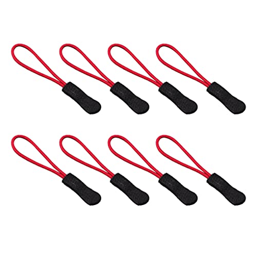 budiniao 8 Stück Zipper Puller Garment Lightweight Rope Tag Fixer Ersatzschnalle Reiserucksack Zubehör Kleidung, Schwarz+Rot von budiniao