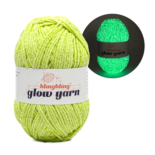 Bulingbuling Garn leuchtet im Dunkeln, 100 g Chenille-Garn, 2 feines (Sport) Häkelgarn zum Häkeln, Stricken, für DIY-Kunst, Dekoration und Handwerk, 1 Packung mit 175 Yds, Grün von bulingbuling