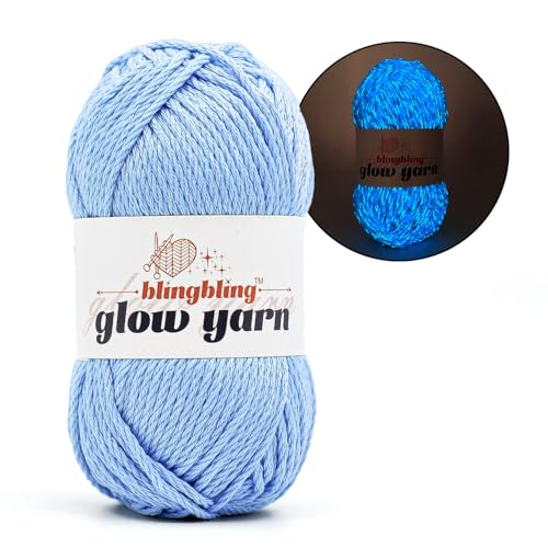 Polyster-Garn, 100 g, bulingbuling leuchtet im Dunkeln, weißes Garn (blau) von bulingbuling