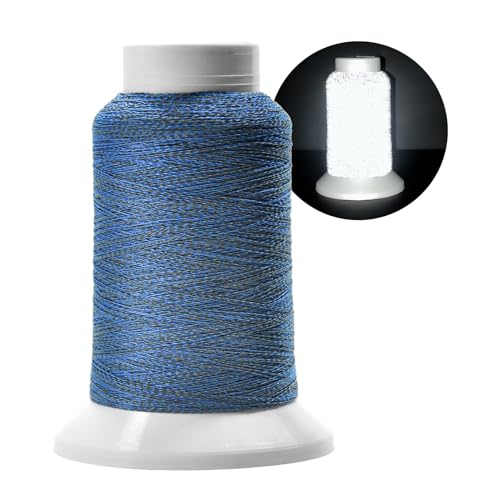 Reflektierendes Stickgarn, Stickmaschinengarn in Blau, Einzelrolle mit 1000 m (1093Y), Polyester-Stickgarn zum Sticken von bulingbuling