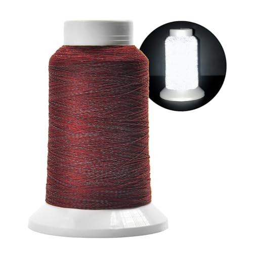 Reflektierendes Stickgarn, Stickmaschinengarn in Rot, Einzelrolle mit 1000 m (1093Y), Polyester-Stickgarn zum Sticken von bulingbuling