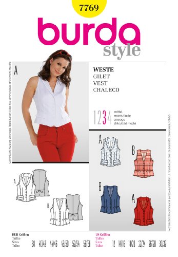 burda style Schnittmuster 7769| Weste zum selber nähen| Damen, Gr. 38-58| Nählevel: mittel von Burda