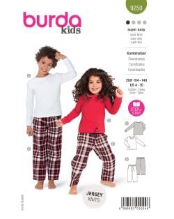 burda style Schnittmuster, 9250, Kids Langarmshirt und Hose selber nähen [Kinder, Gr. 104 - 140] Level 1 für Anfänger von burdastyle