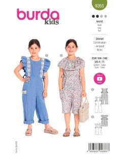 Burda Style Katalog-Schnittmuster Overall mit Rüschen | Kinder, Gr. 104-146 | Nählevel: Leicht #9265 von burdastyle