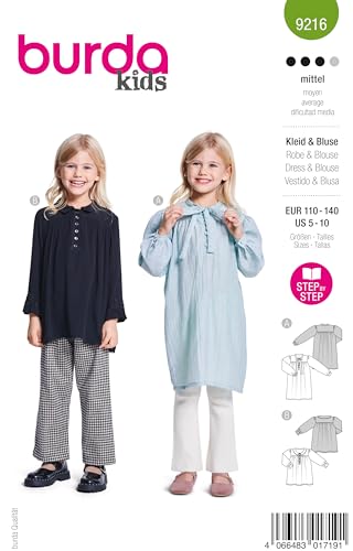 burda kids Schnittmuster Mädchen Set Kleid & Bluse Gr. 110-140 von burdastyle