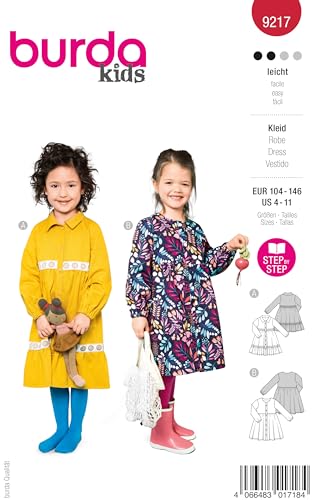 burda kids Schnttmuster Mädchen Kleid mit Knopfleiste Gr. 104-146 von burdastyle