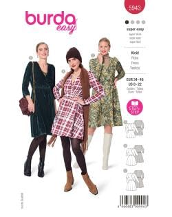 burda style Schnittmuster, 5943, Kleid und Rock selber nähen [Damen, Gr. 34 - 48] Level 1 für Anfänger, mehrfarbig von burdastyle