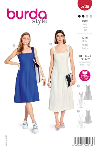 burda style Schnittmuster Damen #5736 Midi & Mini Bahnenkleider mit Schleifen Gr. 36-46 von burdastyle