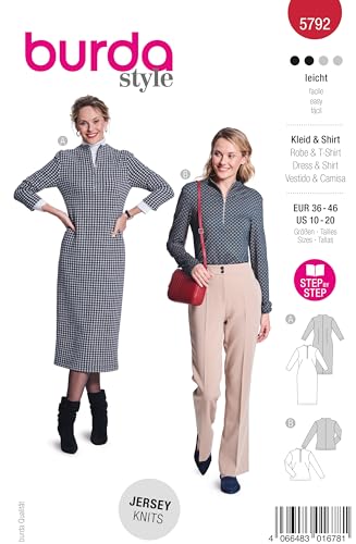 burda style Schnittmuster Damen Kleid & Shirt mit Reißverschluss Gr. 36-46 von burdastyle