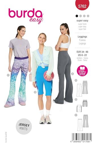 burda style Schnittmuster #5762 Damen Leggins und Radlerhose Gr. 34-48 mit Nähanleitung (Nählevel 1 - super easy) von burdastyle