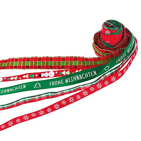 Bänderpaket "Weihnachten", rot-grün, 10–20 mm, 5x 1,5 m von buttinette