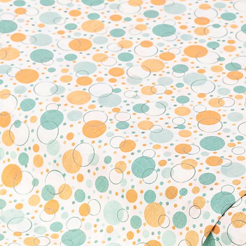 Baumwollstoff Bubbles & Kreise "Mona", mint/peach von buttinette