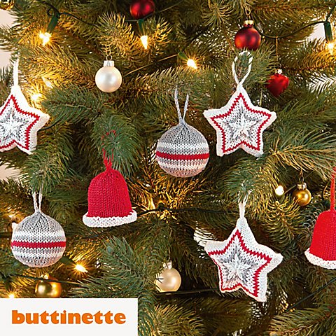 Häkelanleitung – Christbaumschmuck-Set aus Woll Butt Camilla von buttinette