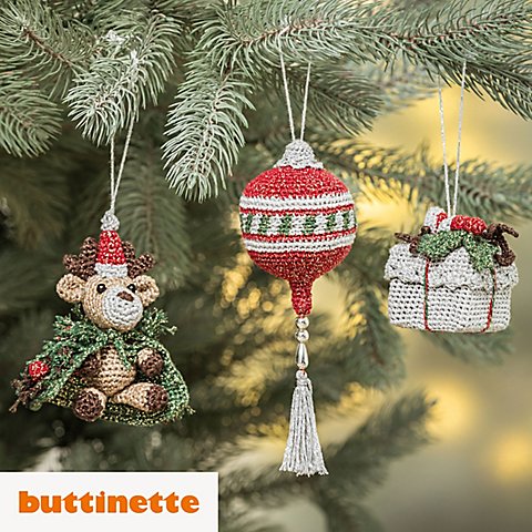 Häkelanleitung – Christbaumschmuck aus Woll Butt Glow von buttinette