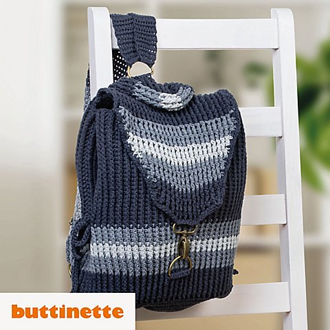 Häkelanleitung – Jeans-Rucksack aus Woll Butt Jeans No. 1 von buttinette