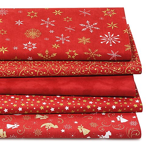 Patchwork- und Quiltpaket "Christmas", rot/gold von buttinette