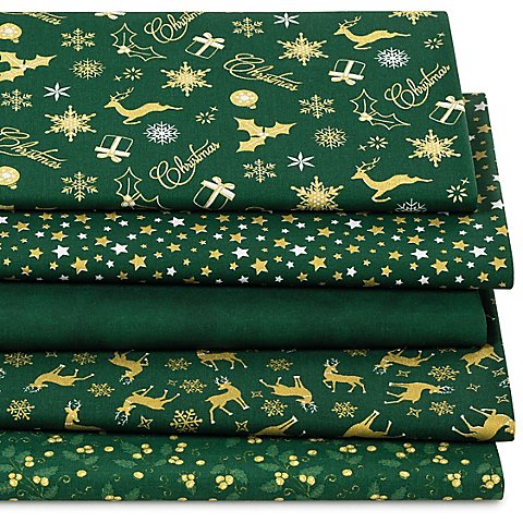 Patchwork- und Quiltpaket "Christmas", tannengrün/gold von buttinette