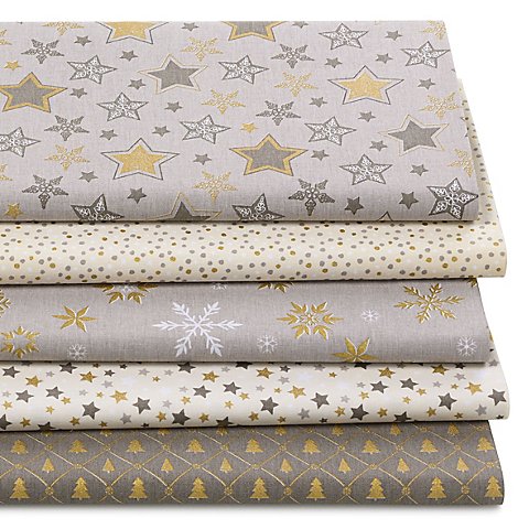 Patchwork- und Quiltpaket "Christmas", taupe/gold von buttinette