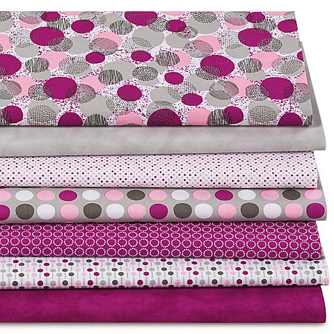 Patchwork- und Quiltpaket "Dots & Stripes", beere/grau von buttinette