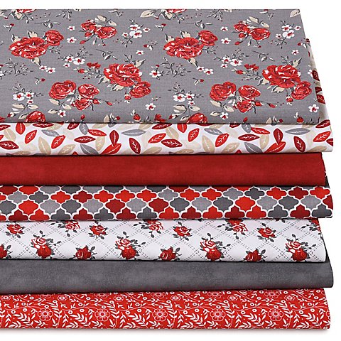 Patchwork- und Quiltpaket "Rosen", rot/grau von buttinette