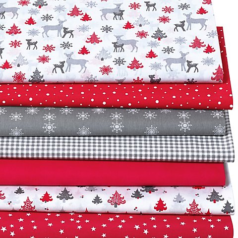 Patchwork- und Quiltpaket "Weihnachtswald", rot-color von buttinette