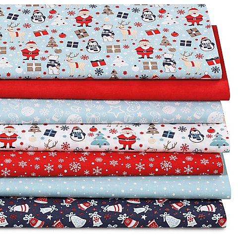 Patchwork- und Quiltpaket "X-mas", hellblau/rot/dunkelblau von buttinette