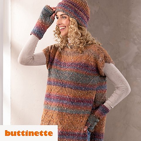 Strickanleitung – Armstulpen aus Woll Butt Rainbow Tweed von buttinette