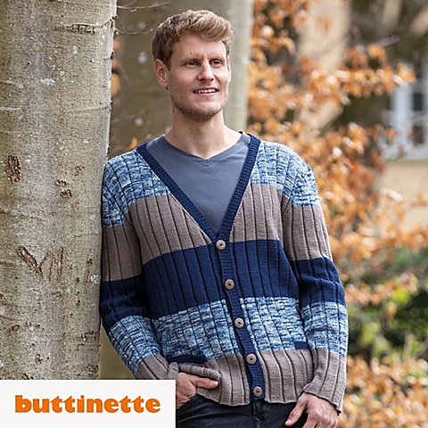 Strickanleitung – Colourblock Cardigan aus Woll Butt Primo Madeleine von buttinette