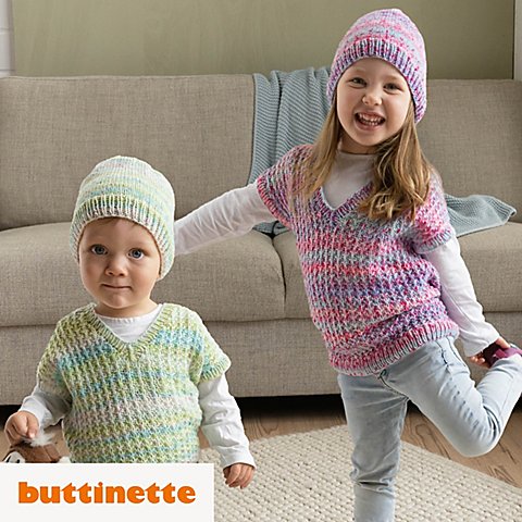 Strickanleitung – Kinderpullunder aus Woll Butt Venia von buttinette