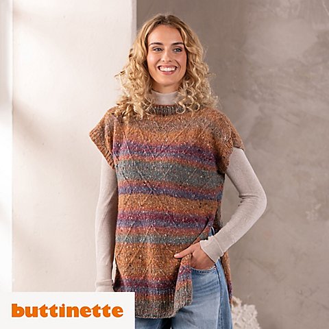 Strickanleitung – Longpullunder aus Woll Butt Rainbow Tweed von buttinette