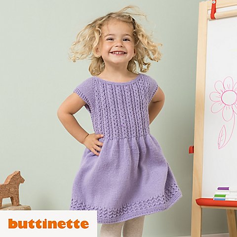 Strickanleitung – Mädchenkleid aus Woll Butt Baby Soft von buttinette