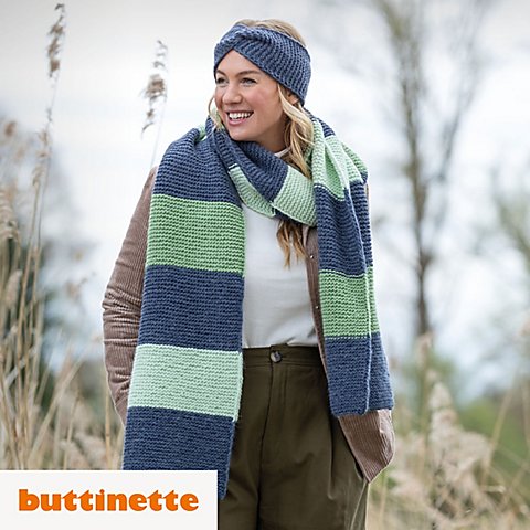 Strickanleitung – Maxi-Schal aus Woll Butt Fabiola von buttinette