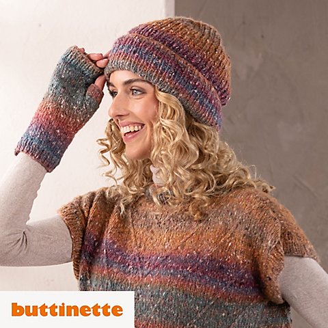 Strickanleitung – Mütze aus Woll Butt Rainbow Tweed von buttinette