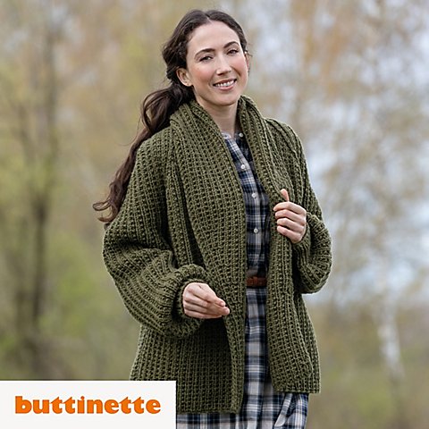 Strickanleitung – Oversized Cardigan aus Woll Butt Heidi von buttinette