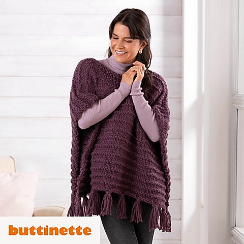 Strickanleitung – Poncho mit Fransen aus Woll Butt Primo Emmi von buttinette