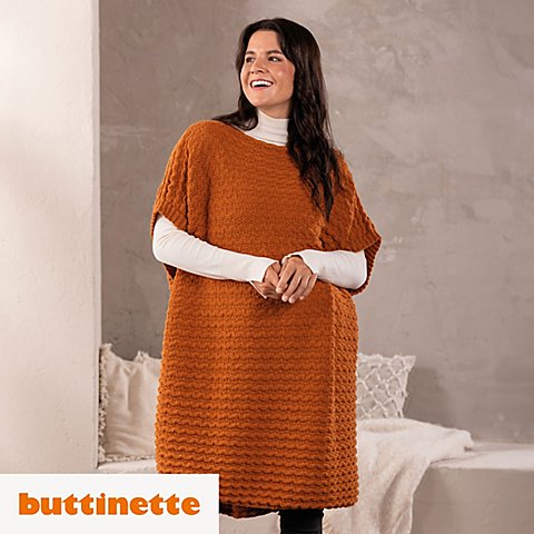 Strickanleitung – Quergestrickter Poncho aus Woll Butt Imke von buttinette