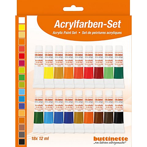 buttinette Acrylfarben, 18x 12 ml von buttinette