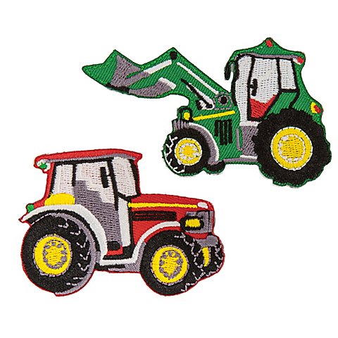 buttinette Applikationen "Traktor", Größe: 7,5 x 5 cm, 8,5 x 5 cm, Inhalt: 2 Stück von buttinette