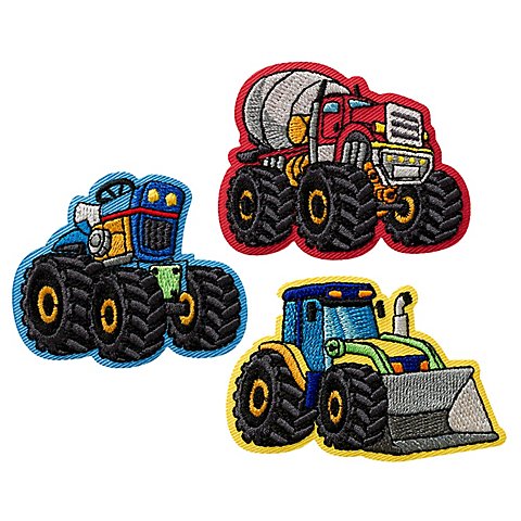 buttinette Applikationen "Trucks", Größe: 4,3–6,1 cm, Inhalt: 3 Stück von buttinette