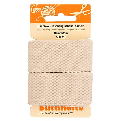 buttinette Baumwoll-Taschengurtband, beige, Breite: 4 cm, Länge: 2 m von buttinette