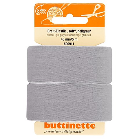 buttinette Soft-Gummiband "Breit-Elastik", hellgrau, Breite: 40 mm, Länge: 5 m von buttinette