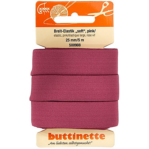 buttinette Soft-Gummiband "Breit-Elastik", pink, Breite: 25 mm, Länge: 5 m von buttinette